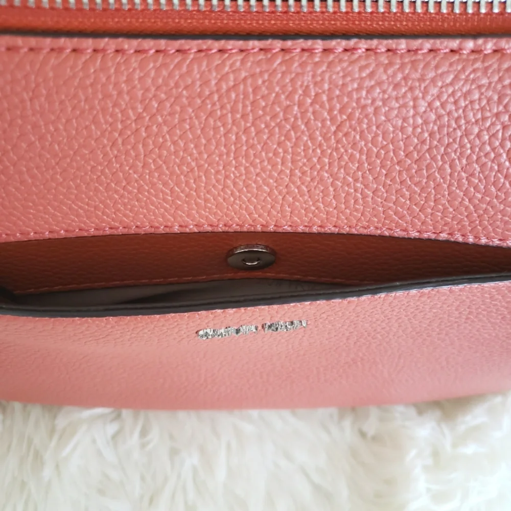 CALVIN KLEIN Lee Medium Dusty Rose Vegan Pebbled Leather Shoulder Bag--NWT